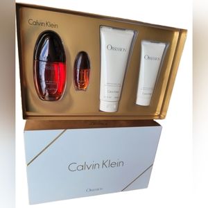Calvin Klein Obsession Womens Cologne Spray Shower Gel Body Lotion Set